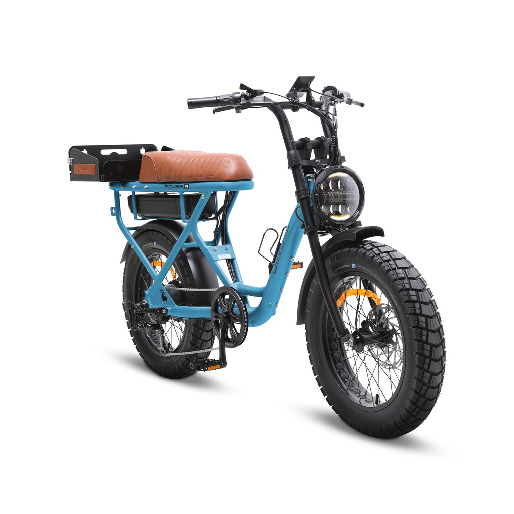 20-inch wide fat tyre electric cruiser bike, sturdy steel frame, comfy saddle & large rear cargo rack